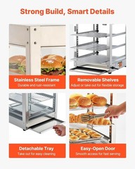 3-Tier Commercial Food Warmer Display, 800W Food Display Warmer with LED Ligh…