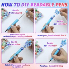 DIY Beadable Pen Craft Kit with Refills – 150 Pieces 50 Plastic Ballpoint Pens &