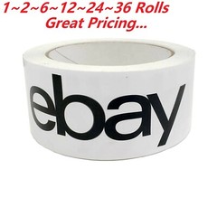 1~2~6~12~24~36 Rolls 2″ x 75 Yards eBay Packaging Tape – Black and White Logo