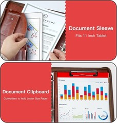 Zippered Portfolio Organizer, Leather Padfolio with 3 Ring Binder, Profession…
