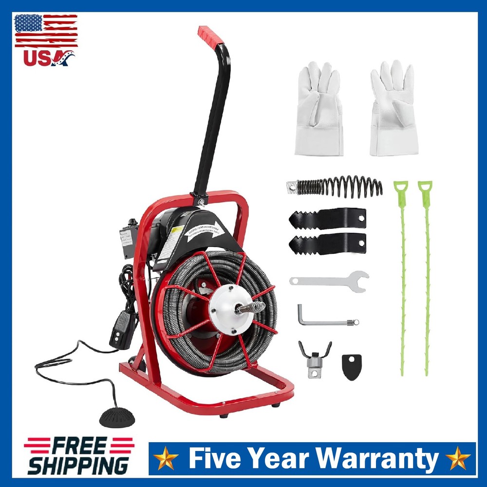 Drain Cleaner Machine ,75 Ft x 1/2 In Portable Electric Drain Auger Sewer Snake