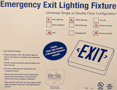 LED EMERGENCY EXIT LIGHT FIXTURE RED LETTERS UNIVERSAL FACE BACKUP EZXTEU2RWEMRC