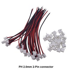 10 Pairs Mini Micro 2.0 PH 2.0mm 2-Pin Connector Plug with Wires Cables 10cm