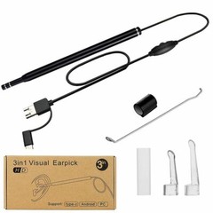HD Ear Endoscope Otoscope LED Camera Tool Cleaning Wax Pick Cleaner Removal Kit