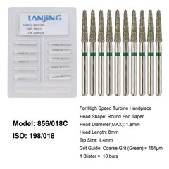 Dental Diamond Burs FG Round End Taper Football Barrel Pear Coarse Fine 856 379