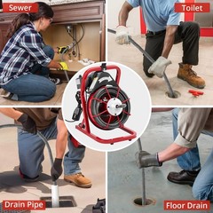 Drain Cleaner Machine ,75 Ft x 1/2 In Portable Electric Drain Auger Sewer Snake