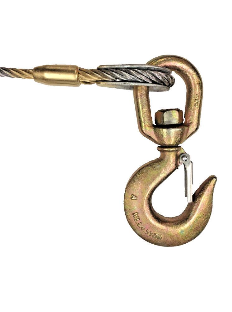 Steel Core Winch Line 1/2″ x 30 FT w/ Swivel Hook Latch Wrecker Cable Tow USA