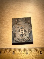 Print Block “ Crest Shield “ Letter R Lamp. Copper Face