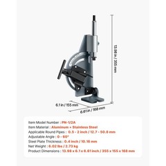 Tubing Notcher for Metal PVC Wood, 0.5-2in Pipes