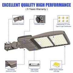 60000 Lumens LED Parking Lot Shoebox Light 400W Dusk To Dawn Street Pole Fixture