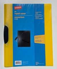 Staples Yellow Poly Report Cover with Secure Swing Closure