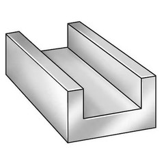U-Channel, Al 6063, 1 In Leg, 2 In X 8 Ft, 6Aly4