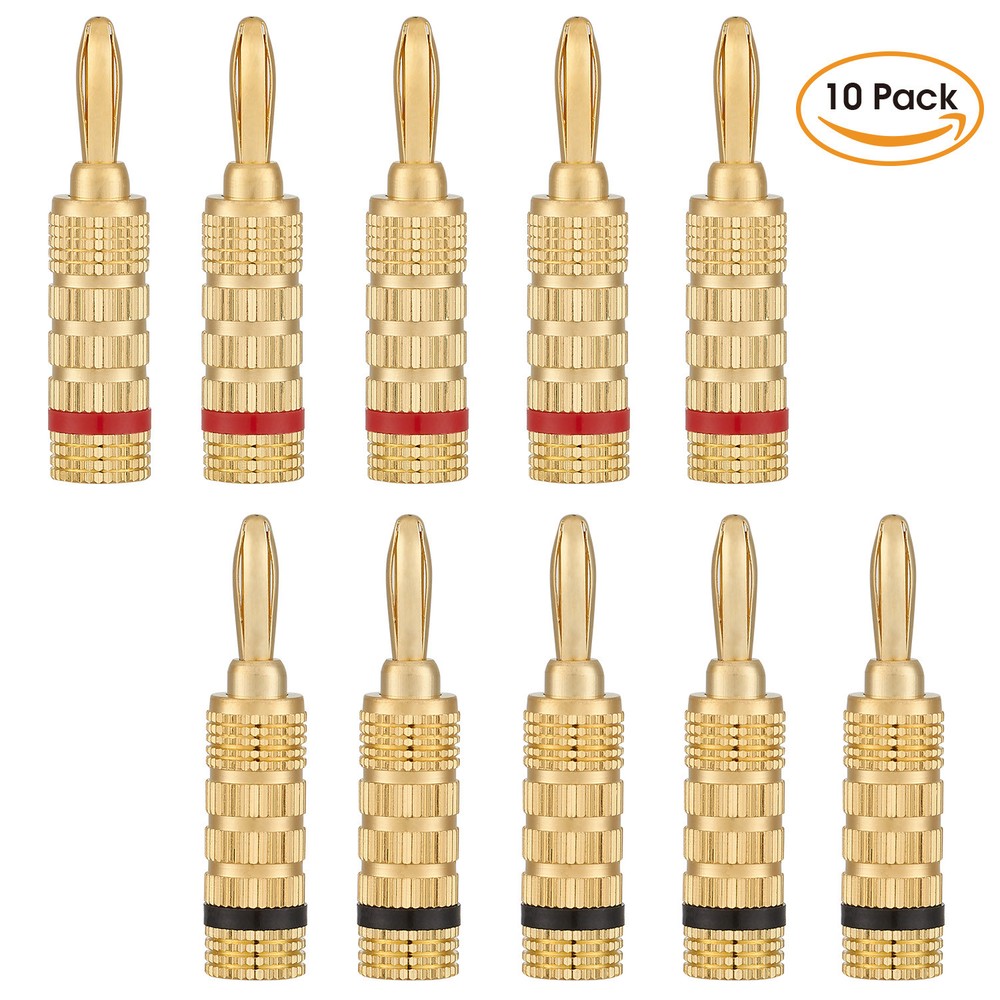 WGGE WG-3333 24k Gold Plated Speaker Banana Plugs-Closed Screw Type (5 Pairs)