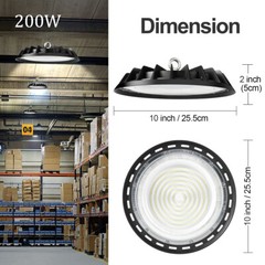 2Pcs UFO LED High Bay Light 200W Commercial Industrial Garage Led Shop Light