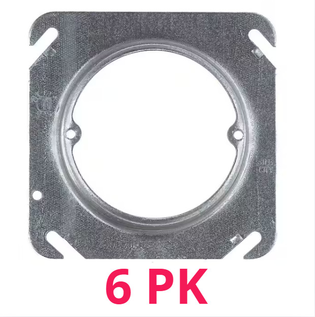 6PK- 2-Gang 4in. 4.3 cu.in Pre-Galvanized Metal Square Mud Ring-5/8in Raised