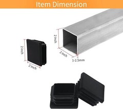 Wzb 2×2 Square Tube End Cap – 12 Pack Plastic Plugs for 2 Inch Square Tubing