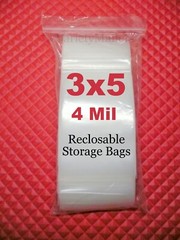 100 Reclosable Storage Bags 3”x 5” EXTRA THICK 4 Mil Seal-top Baggies 3×5