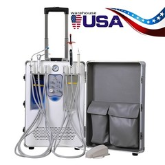 Portable Dental Delivery Unit System Mobile Suction with Air Compressor 4 Holes
