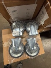 8″ Fixed Rubber Wheel on Aluminum Caster Set (4 Pack)