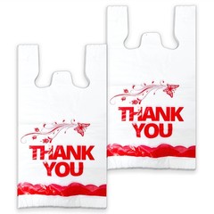 YoYoRain White Thank you bags, 100PCS T shirt To Go Large, Red Design