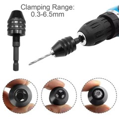 4Pcs 1/4″Hex Shank Keyless Drill Chuck Adapter Bit Quick Change Converter Driver