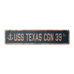 USS TEXAS CGN 39 Vintage Street Sign us navy ship veteran sailor rustic gift