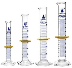 Eisco 4 Pc Cylinder Set, ASTM, Class A – 10, 25, 50, 100ml – Borosilicate Glass