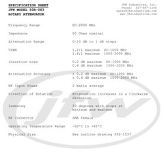 JFW Industries 50R-083 Rotary Attenuator (DC-2GHz, 0-10 db in 1 dB Steps) SMA