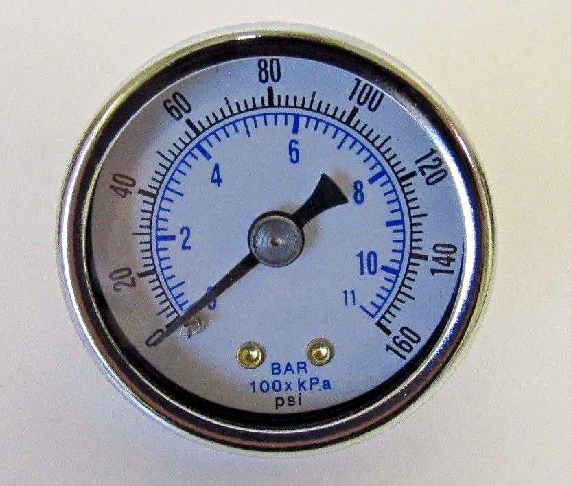 NEW 102D-158F GAUGE 1.5 INCH 0-160 PSI STEEL CASE REAR ⅛ NPT CONNECT NOS