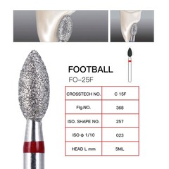 USA AZDENT Dental Diamond Burs Football Shape FG Burs Fine 379-023F/368-023F Red