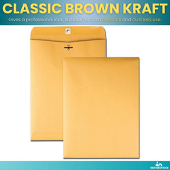 Clasp Envelopes 10X15, Brown Manilla Envelopes with Clasp, Gummed Flaps, 10″ X 1