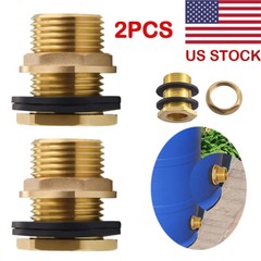 2X BBF020 Brass Bulkhead Fitting(1/2″ Female NPT and 3/4″ Male GHT Garden Hose)