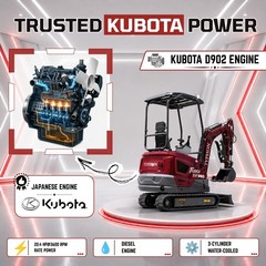 New TYPHON TERROR XVII PRO Mini Excavator 3800lb Kubota D902 Diesel w Boom Swing