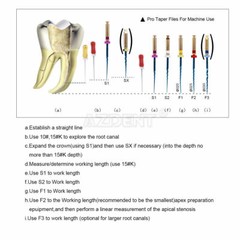 AZDENT Dental Gold Taper NITI Endo Rotary Files 6pcs Endodontic Files 19mm/ 25mm
