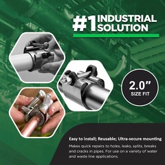 2 in. x 3 in. Long 1-Bolt IPS Pipe Repair Clamp, Stainless Steel