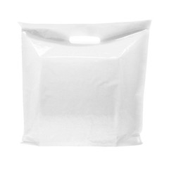 Plastic Merchandise Bags 26×26 White Glossy 50 Pack 3 Mil Handles PPB Finish