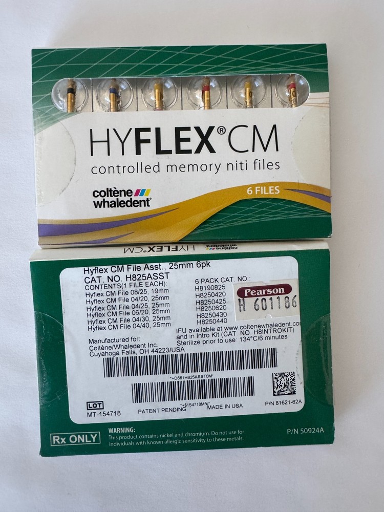 Coltene Whaledent HyFlex CM NiTi Rotary Files H825ASST | 25mm Assortment | 6/Pk