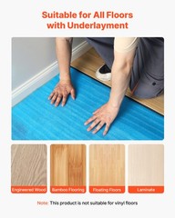 VEVOR Floor Underlayment 300 sq ft 3mm 3-in-1 Vapor Barrier for Laminate Blue