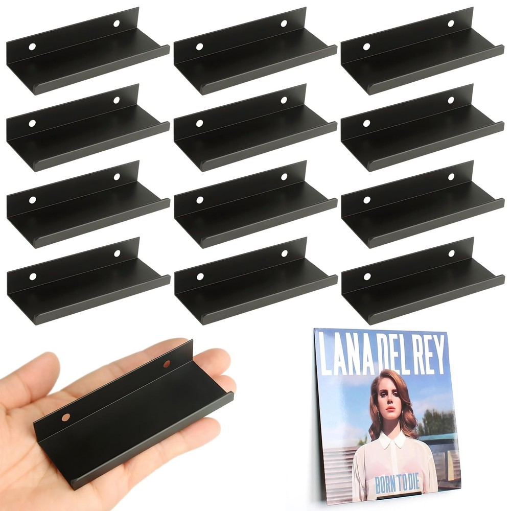 Vinyl Wall Mount 12 Pack, Metal Vinyl Shelf Minimalist Record Display Your Fa…