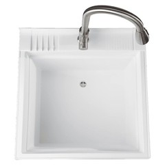 UTILITYSINKS Plastic 24″ Freestanding Workshop Utility Sink, White(For Parts)