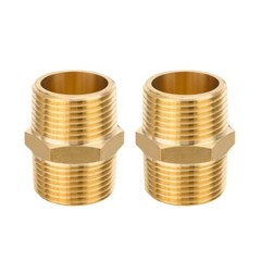 2 PCS EFIELD 3/4″ x3/4″ Male NPT Hex Nipple Pipe Adapters ,Brass Fittings