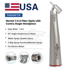 AbDent Dental 45° Contra Angle LED Optic 1:4.2 Handpiece Quattro Spray AT