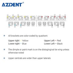 100 Packs AZDENT Dental Orthodontic Bracket Braces Mini Roth 0.022 Hooks 3-4-5
