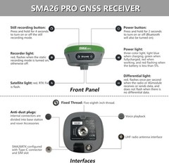 SMA26 Pro 4G GPS GNSS RTK 1 cm Accuracy Base Rover Collector 10km UHF Range 20h