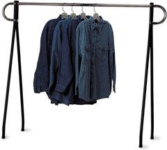 Clothing Rack Black & Chrome Single Rail Retail Storage Garment Salesman 48 x 60