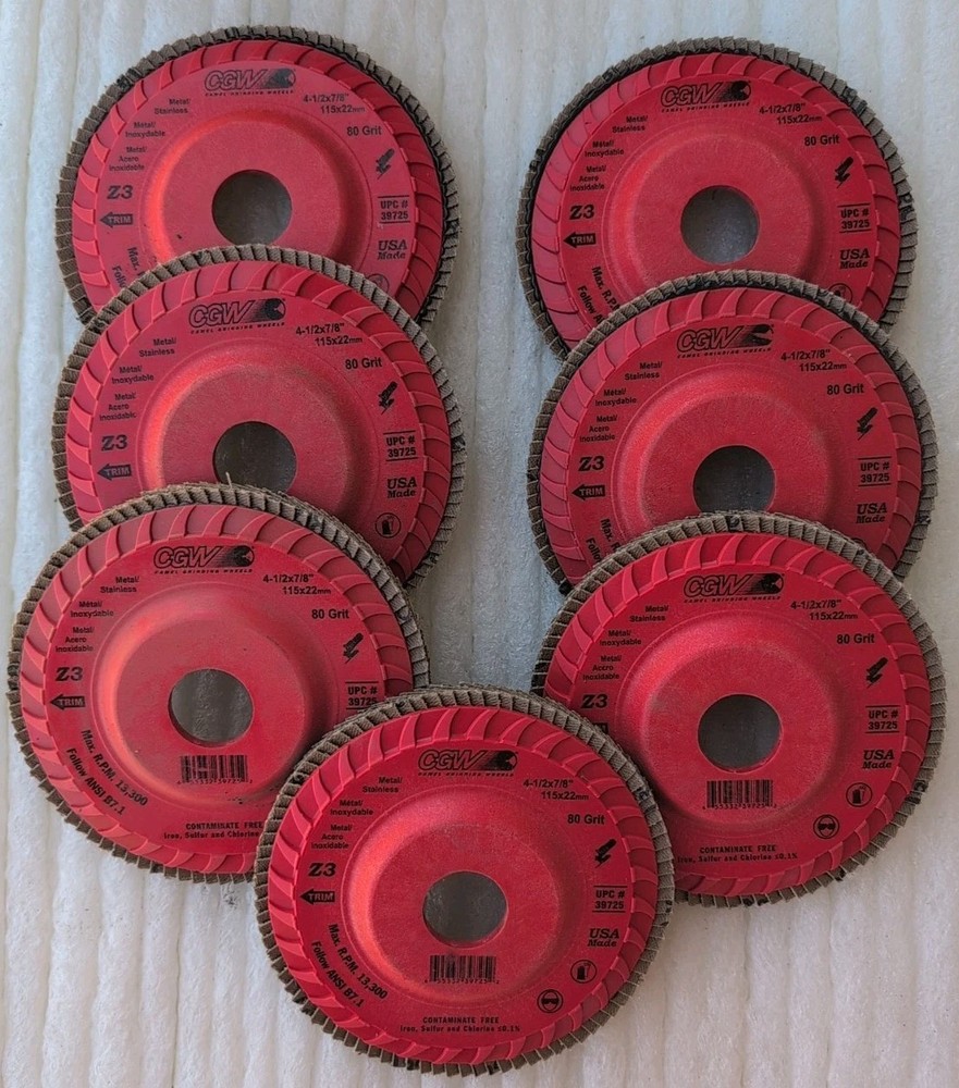 Lot Of 7 – CGW Flap Disc 4-1/2 x 7/8 ( #41706 Z-120. New Open Box