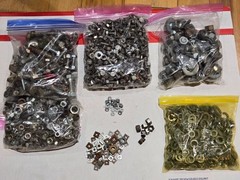 24 LBS MIXED LOT Nuts, Bolts, Washers * New and Used * Hardware Bins * Lot 9