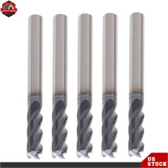 5 Pcs 3/16″ 4 Flute 2″ Overall Length Regular Carbide End Mill – TiALN COATED US