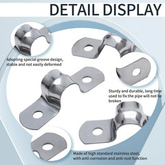 50Pcs M5 Stainless Steel Conduit Clamps, 0.2 inch Two Hole Strap U Bracket Ri…