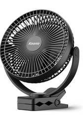 Koonie 10000mAh Clip on Fan 8 Inch Rechargeable for Desk Camping Black